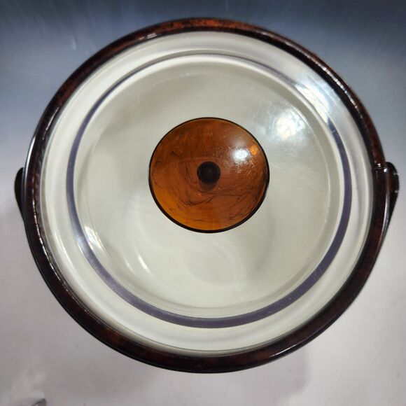 Georges Briard Ice Bucket Lucite Handle Tongs Gold Trim Faux Tortoise Shell MCM - Picture 4 of 10